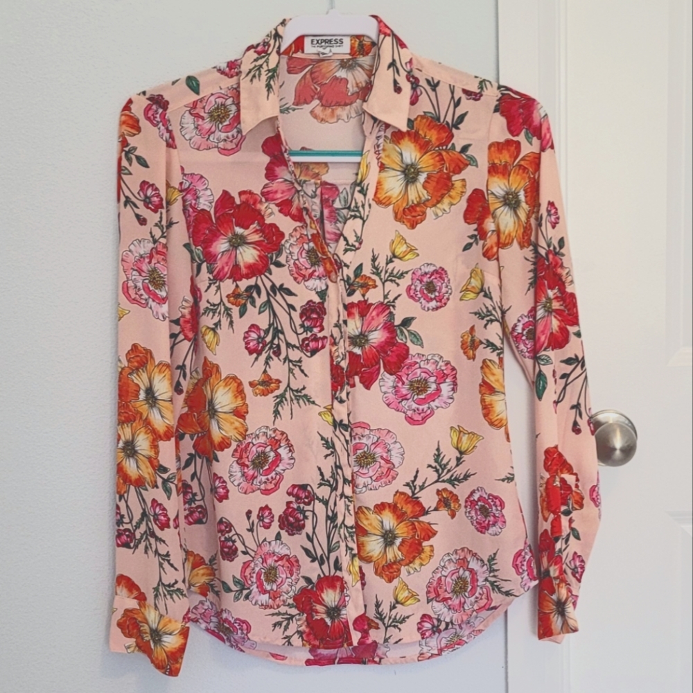 Express portofino button-down floral shirt